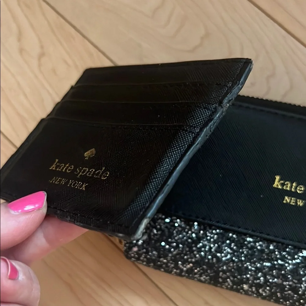 Kate Spade Black and Silver Glitter Wallet Set_4